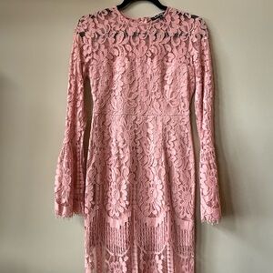 Lulu's Blush Pink Lace Long Sleeve Dress